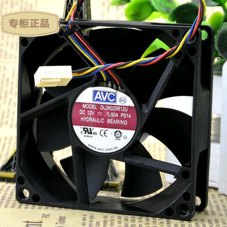 for AVC DL08025R12U 80x80x25mm PWM Chassis Cooling Fan 12V 0.50A 4Wire 4Pin