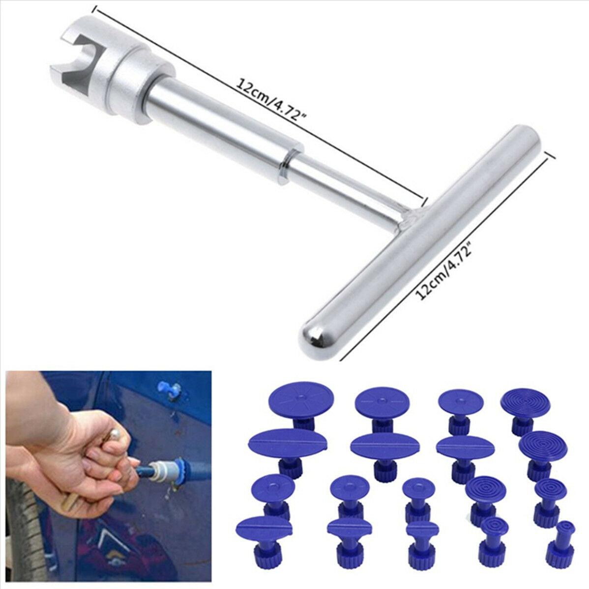 1x Hammer Dent Puller+18 x Pulling Tabs  Car Dent Repair Tool Manual Operation