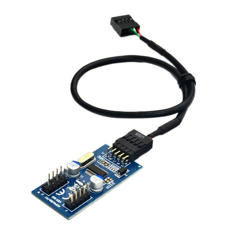 Motherboard 9Pin USB Header to 2 Male Adapter Card USB2.0 9Pin to Dual 9Pin CoZ5