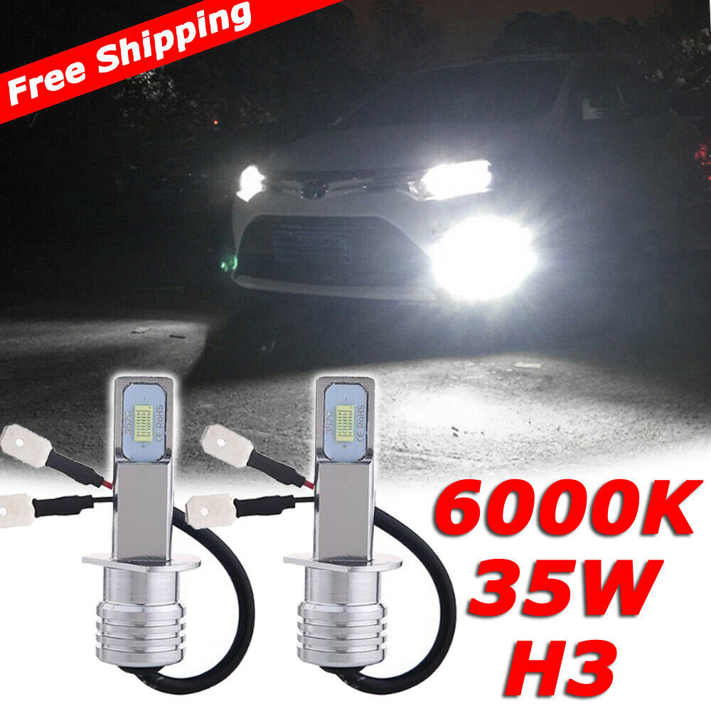 2x H3 6000K xenon white universal car high power LED bulb Fog Driving Light Lamp