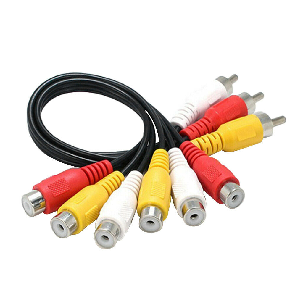 3 RCA Male   to 6 RCA Female Plug Splitter Audio Video AV Adapter Cable