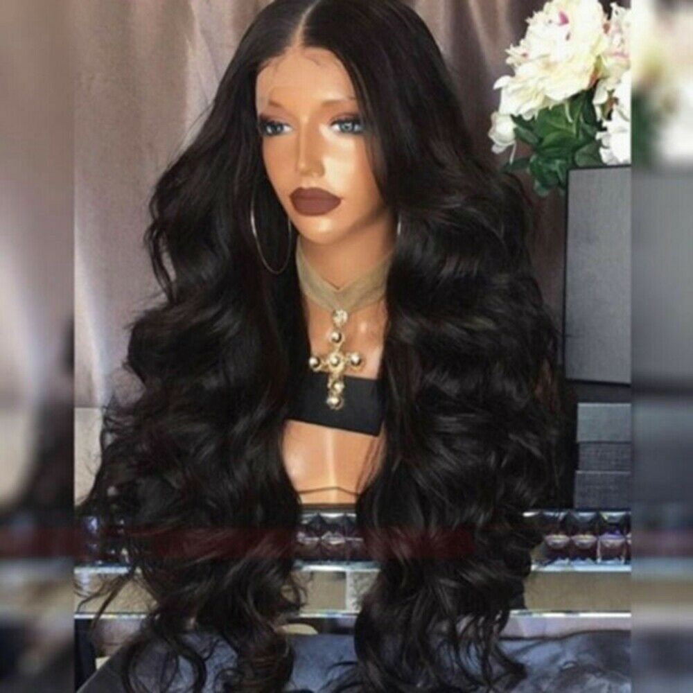 US Women Full Wig Brazilian Remy Human Hair Body Wave Lace Front Human Hair Wigs