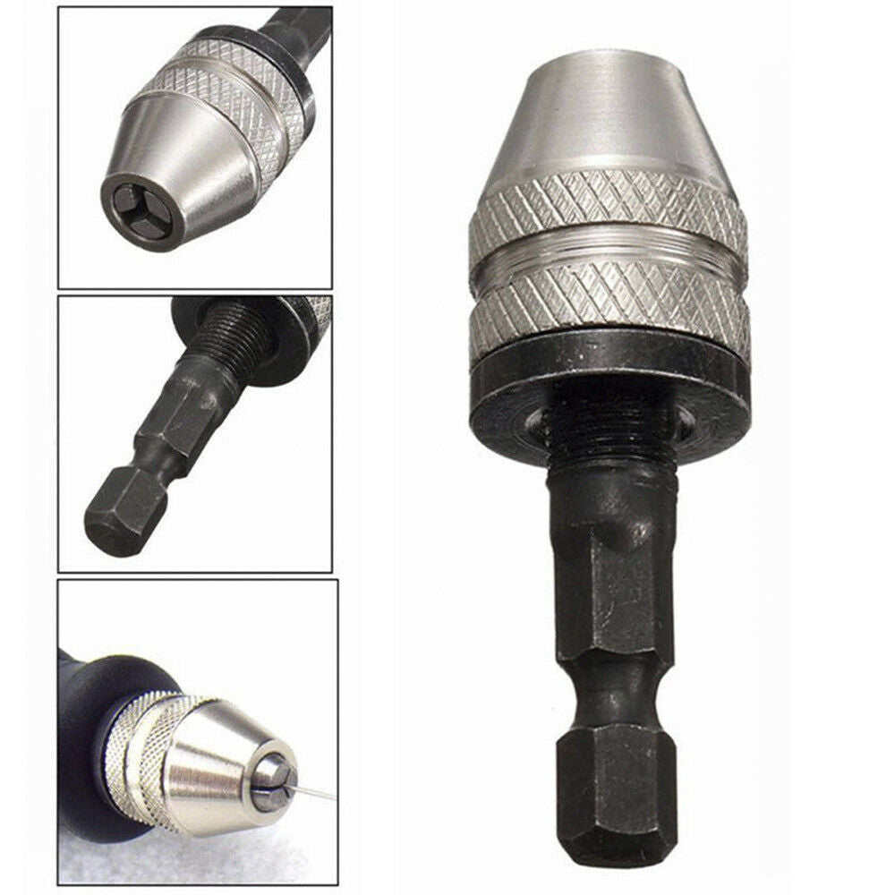 1/4" Keyless Drill Bit Chuck Hex Shank Adapter Converter Quick Change 0.3-3.9mm~