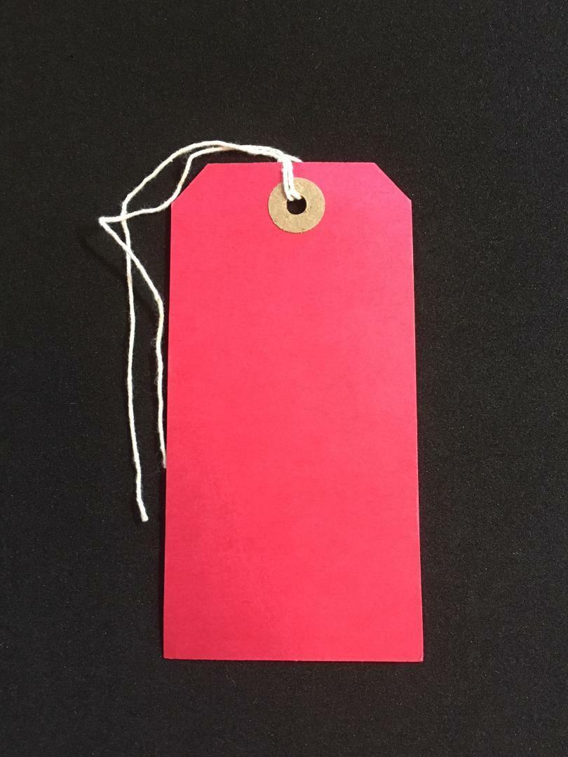 250 Red  Strung Tags 120 x 60 mm String Tie Parcel Label Ticket 120mm x 60mm