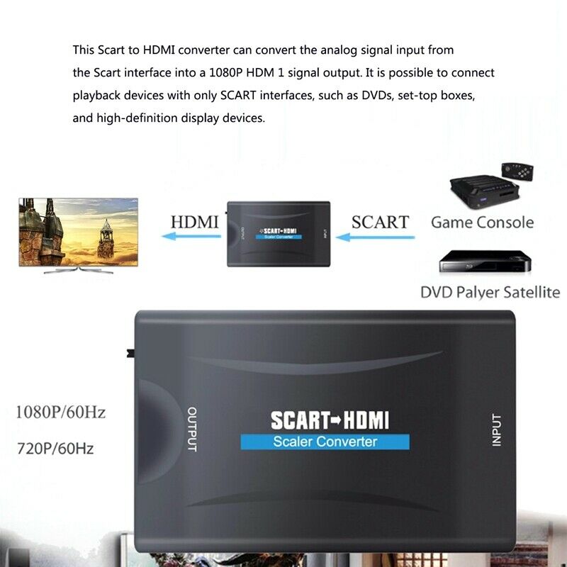Scart to MI Converter Adapter, Scart Adapter Support M 1080P/ 720P Switch VideG3