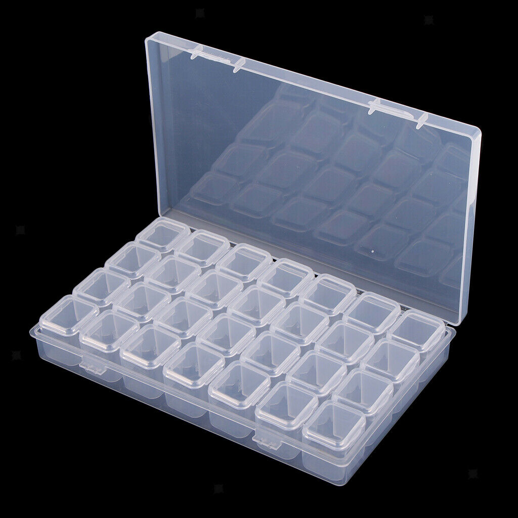 16Pc 28Grid Adjustable Jewelry Storage Box Case Organizer Container Earring Bead