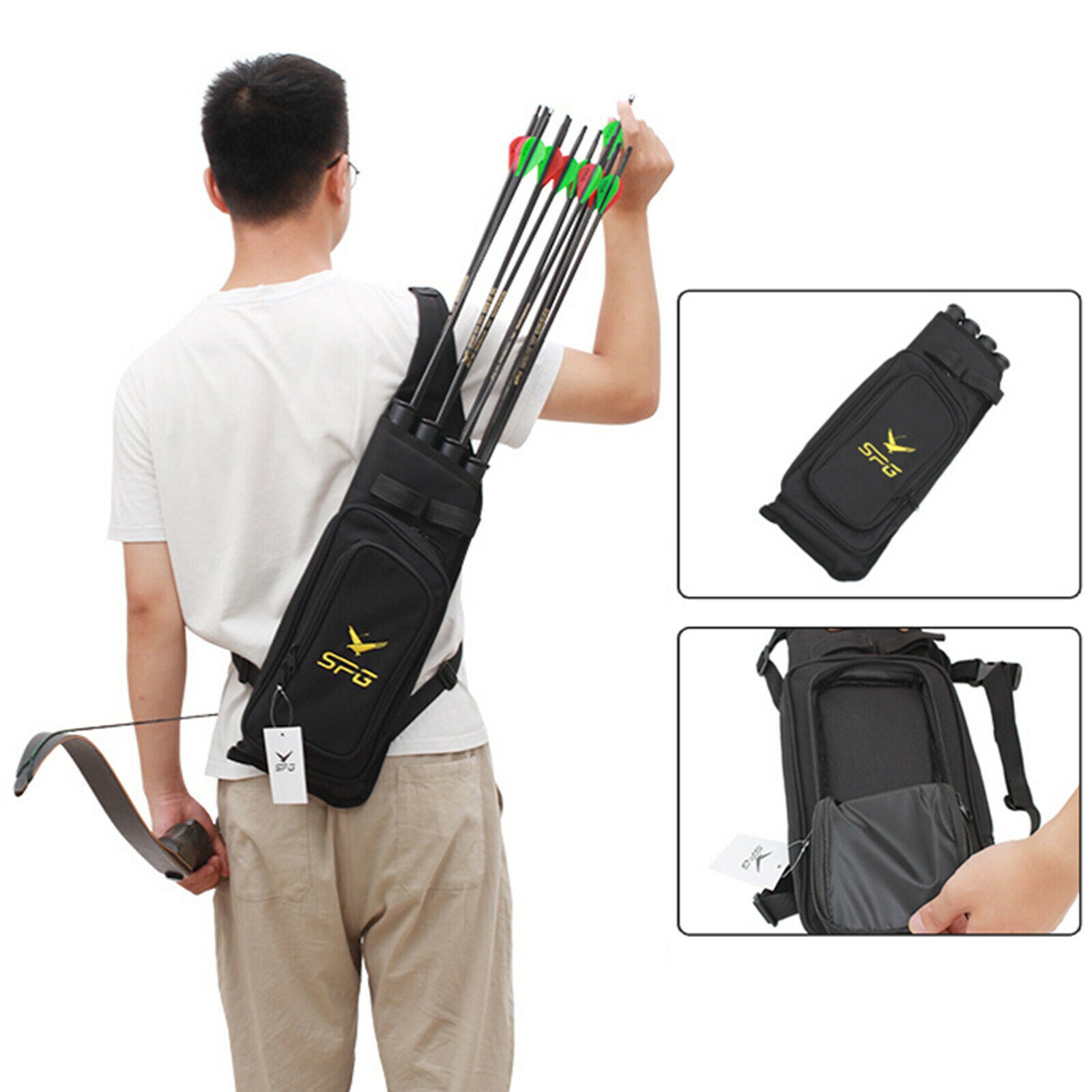 Archery Arrow Quiver Strap 4 Tube Back Bag Holder for Hunting Training Sport