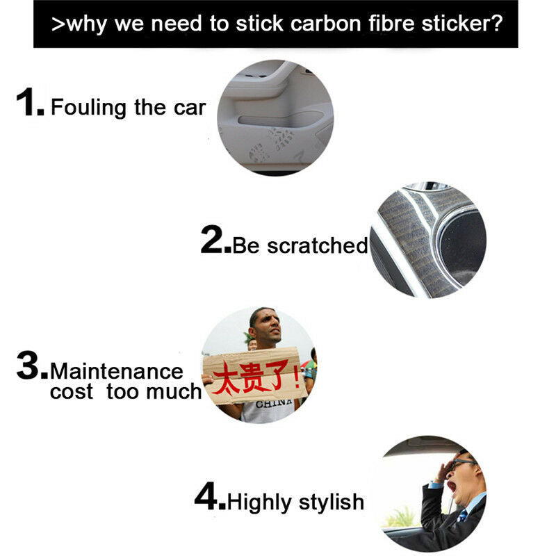 4Pcs Black Carbon Fiber Look Car Door Plate Scuff Sill Cover Protector Stickers