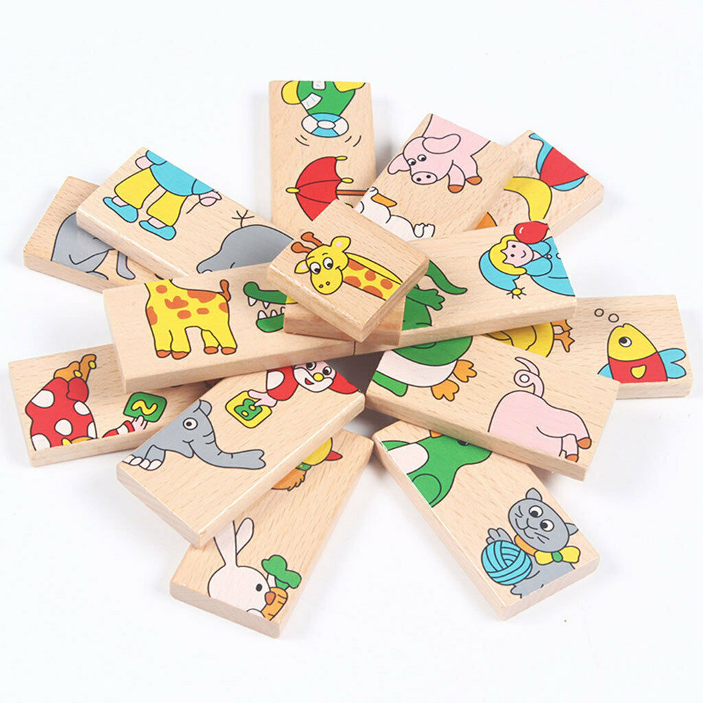Domino Animal Puzzles 15 Pieces Set for Children 1 2 3 4 6 Years Old Child