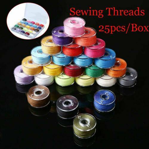Lots 25pcs DIY Sewing Thread Set with Plastic Bobbins Sewing Machine Spools Case