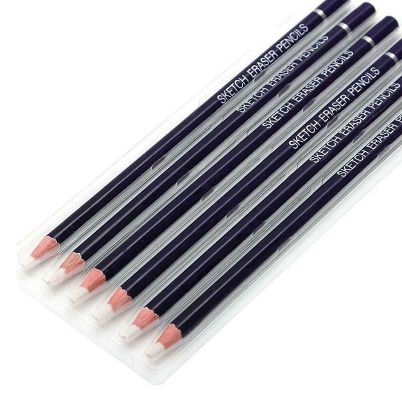 Set of 6 Prmeium White Eraser Pencils Set for Sketching Pencils Colored Pencils