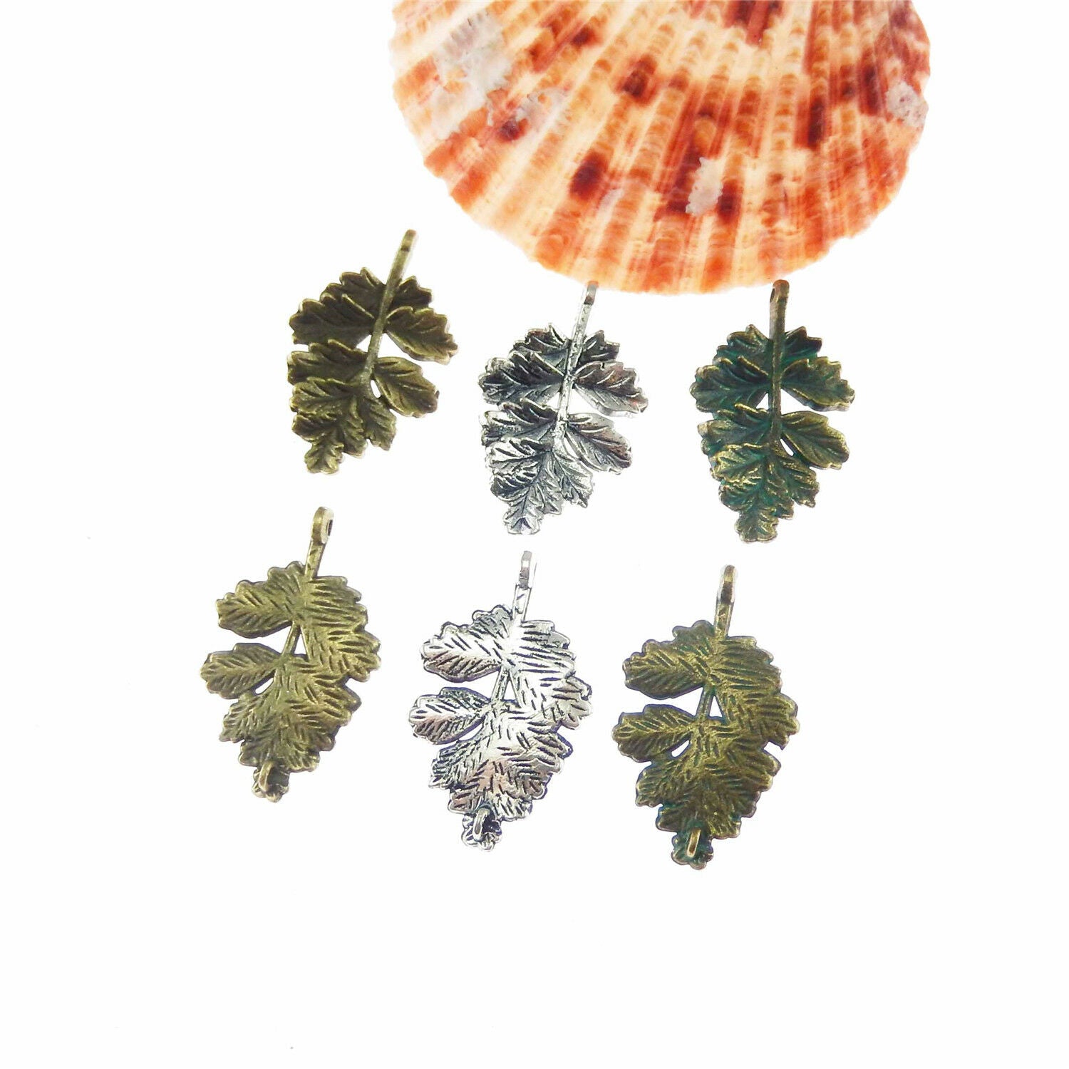 Mixed Colors Zinc Alloy Jewelry Crafts Mini Leaf Look Charms Pendant 15pcs 52624