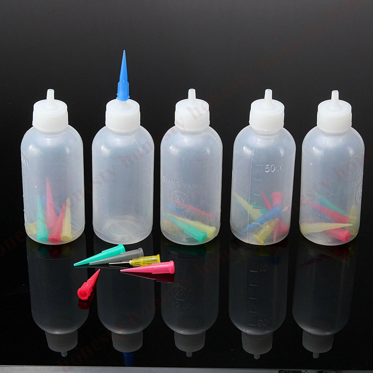 5Pcs 9.5cm*3.5cm Plastic Jam Painting Squeeze Bottles Craft with 35 Nozzles