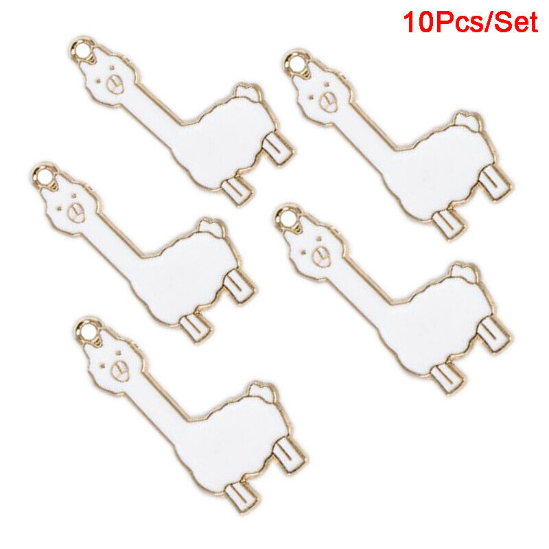 10Pcs/Set Enamel Alloy Alpaca Sheep Charms Pendant Jewelry DIY Making Cra.l8