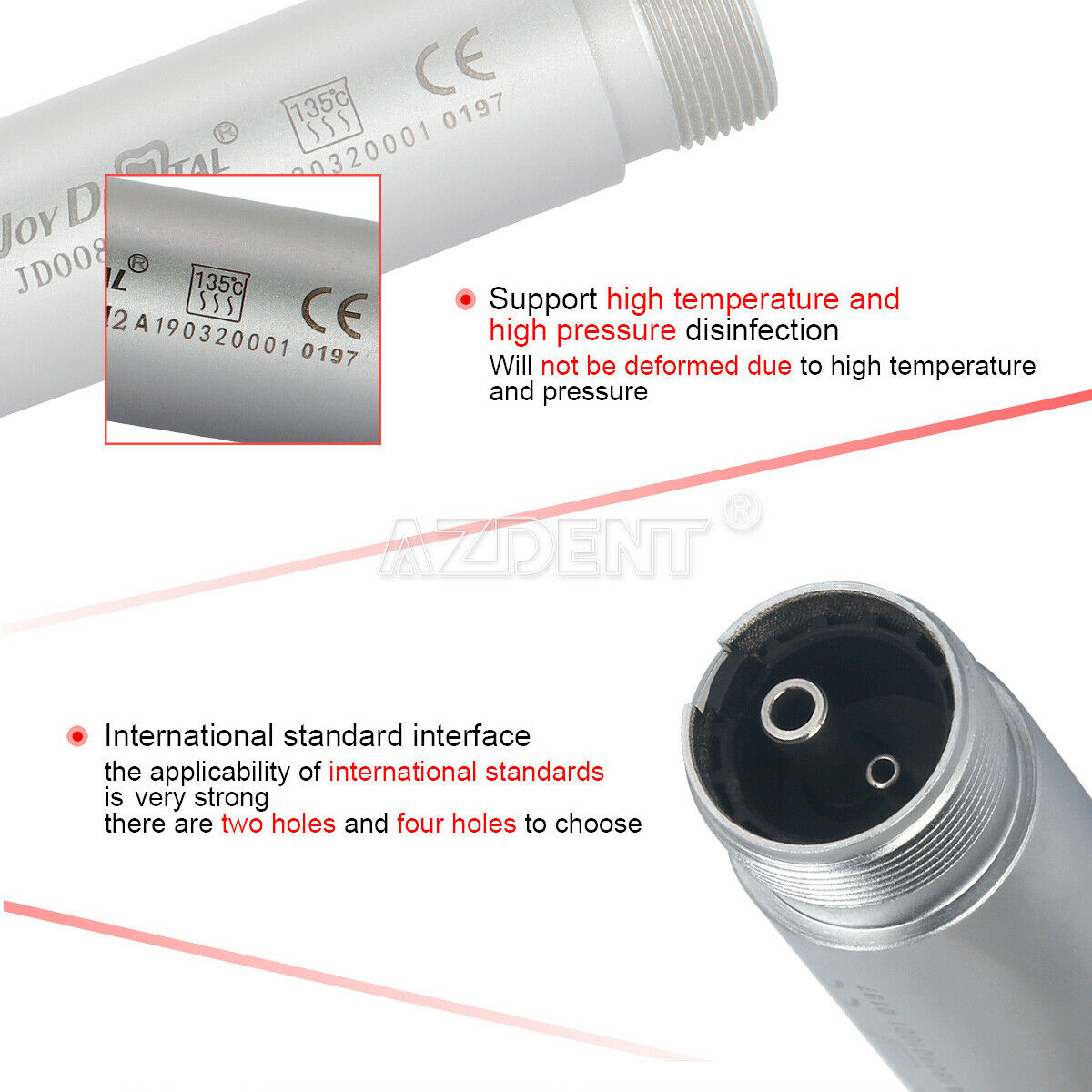 Dental E-generator LED High Speed Handpiece Push Ceramic Bearing 4 Spray 2 Holes