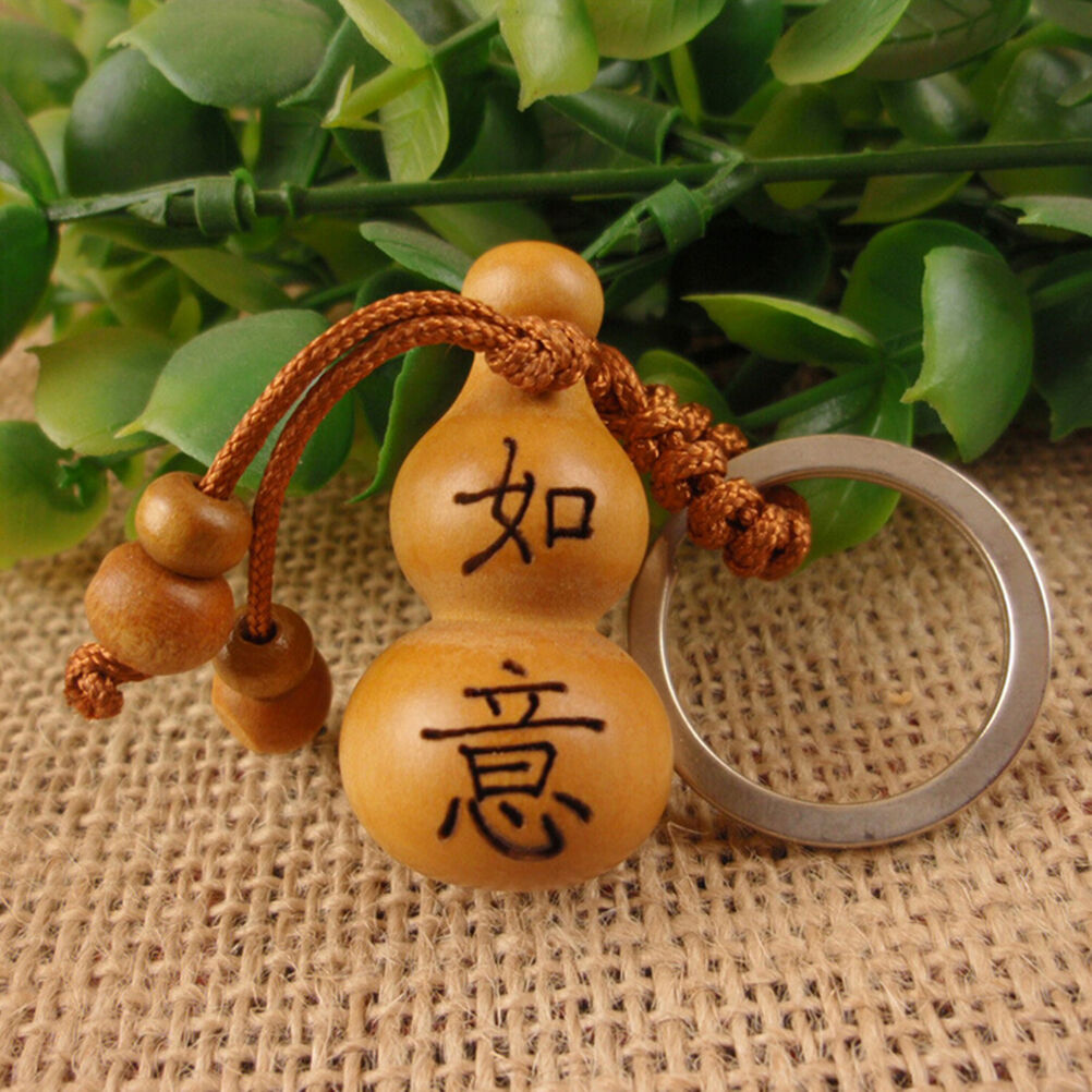 1 Pcs Gourd Craft Keychain Mahogany Chinese Traditional Fortune Keyring D.l8