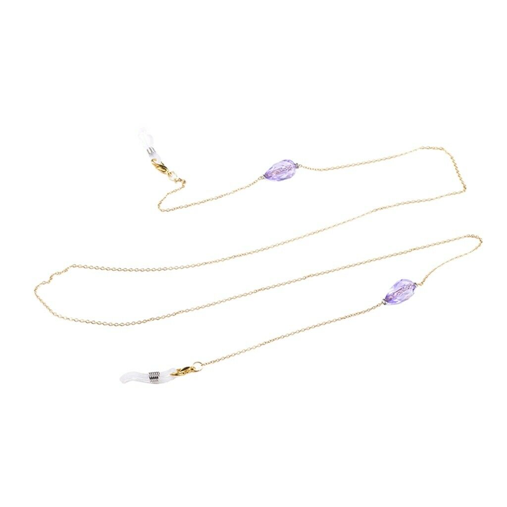 Womens Bohemian Crystal Glass Chain Holder Necklace for Sunglasses Lanyards