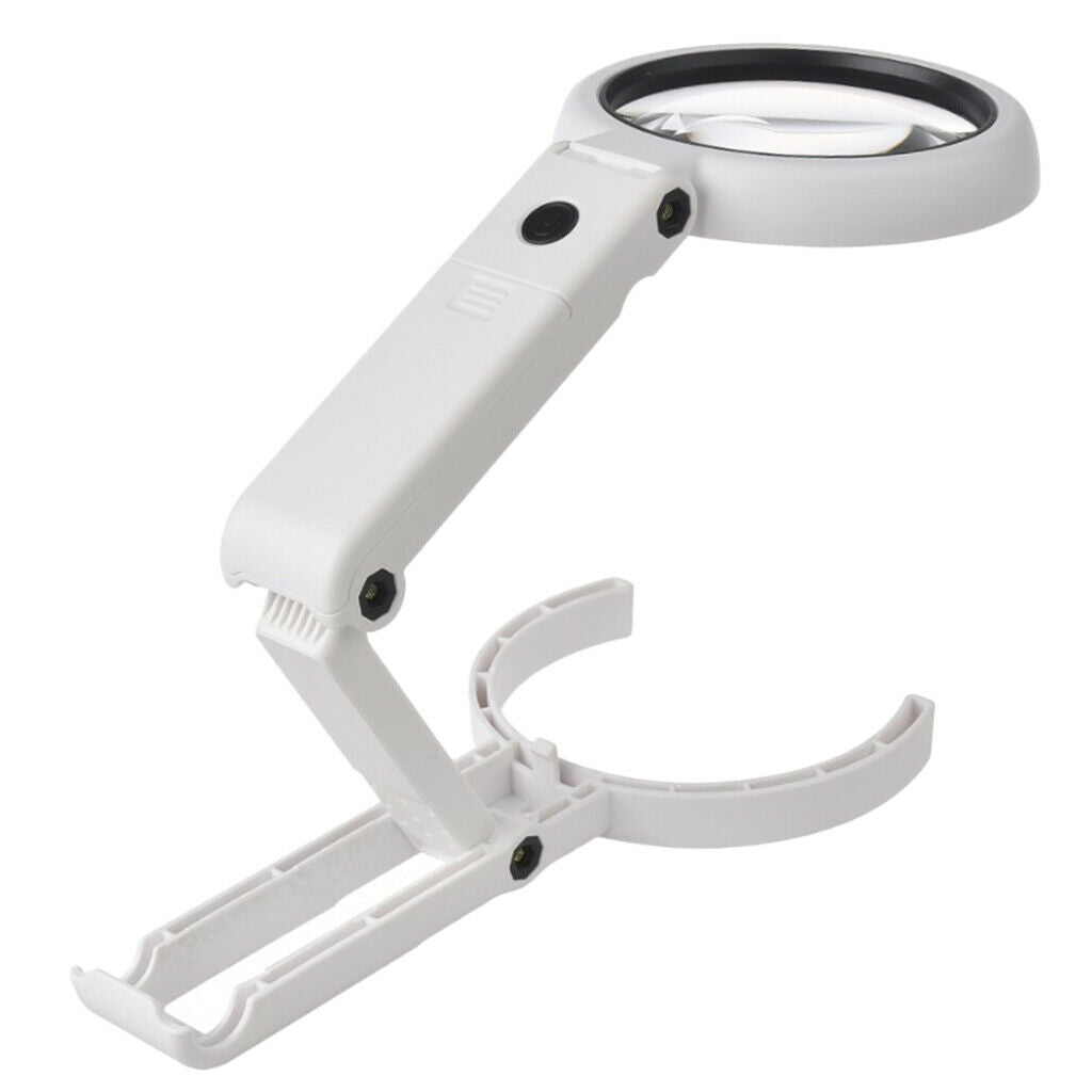 Folding 5X 10X Magnifier Illuminated Handheld Lens For