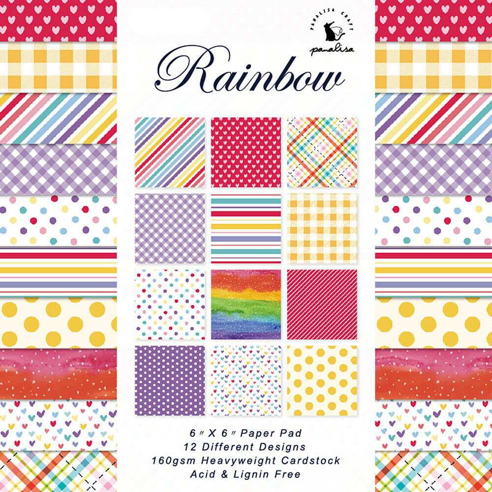 12X 6'' Rainbow Paper Pad Origami Scrapbooking Photo Album Card Journal Crafts