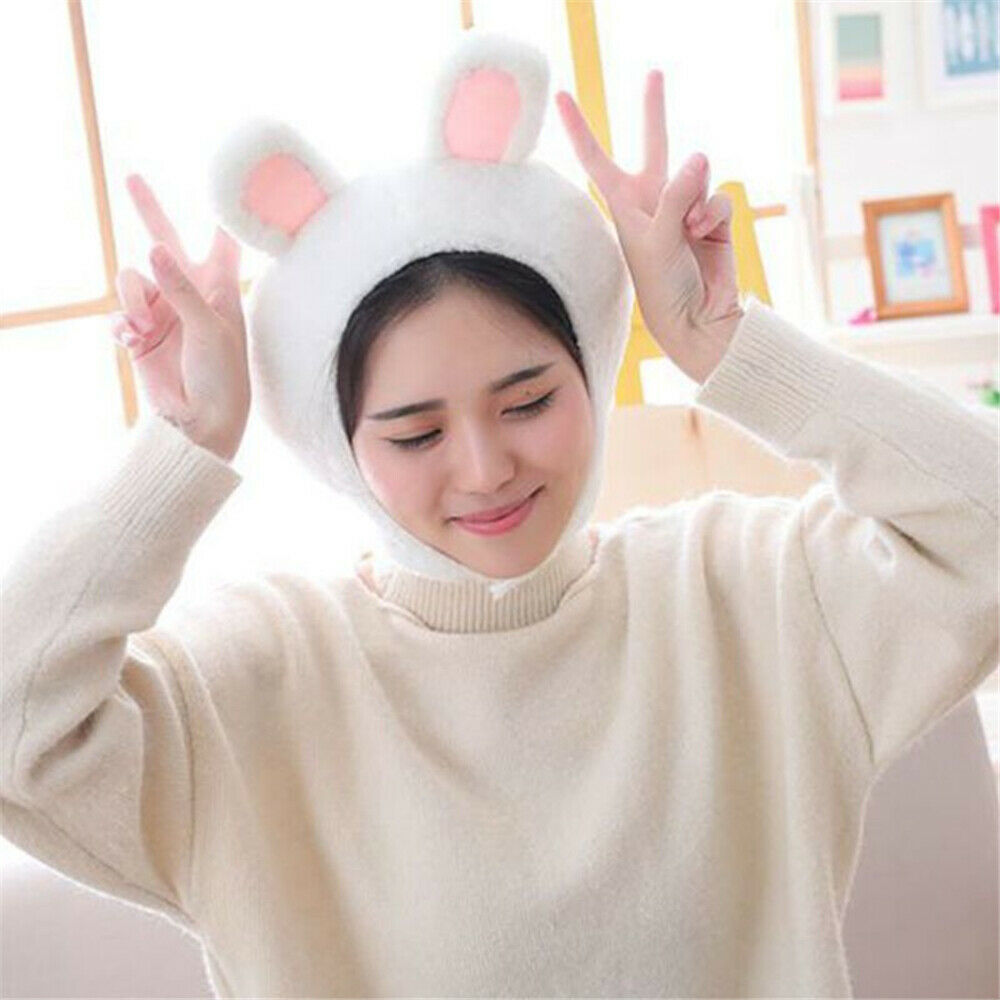 Green Headgear Female Beanie Caps Plush Hat Bunny Ears Big Frog Eyes Hat Rabbit