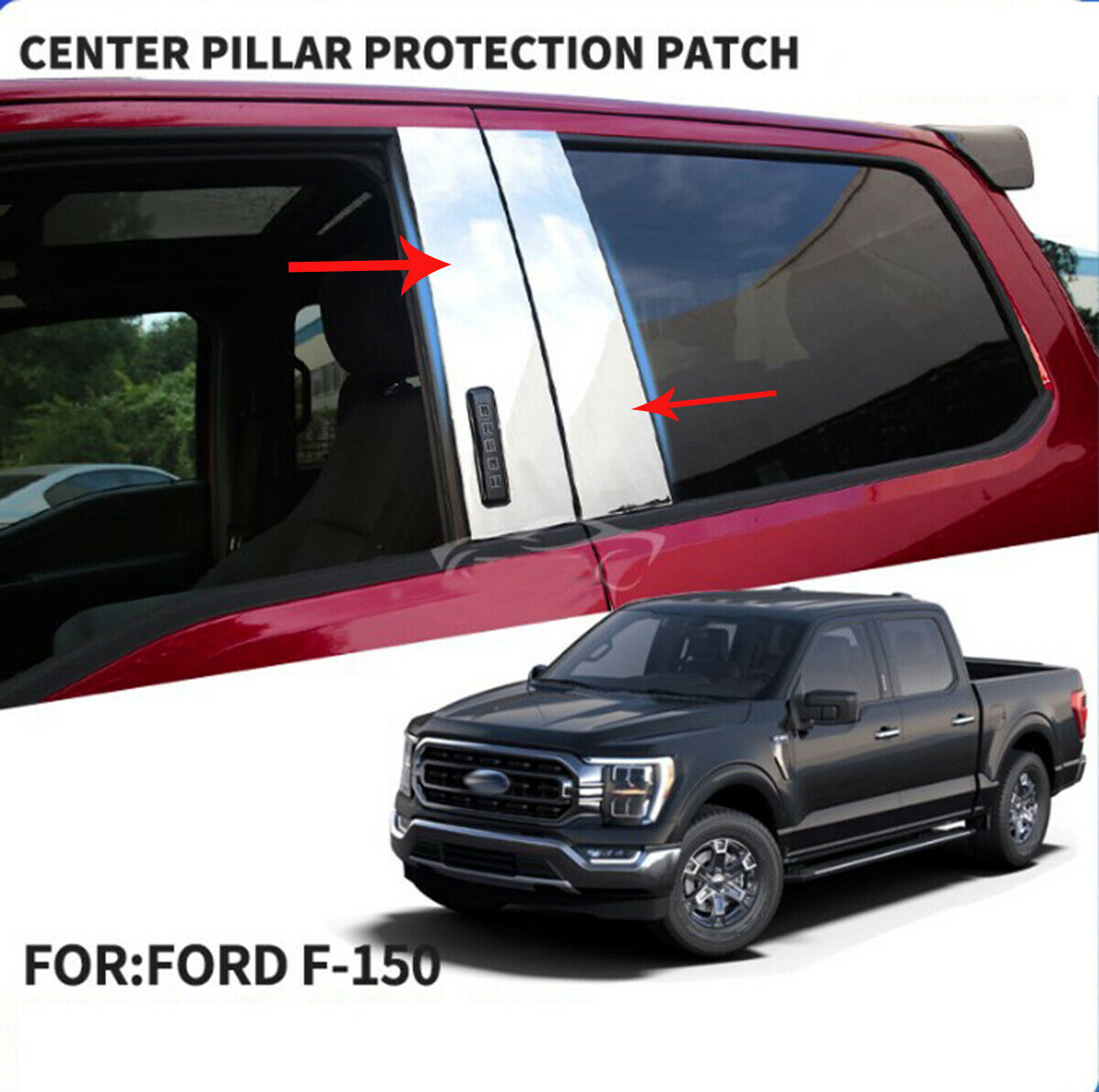 For Ford F150 F-150 2021-2022 Chrome ABS Chrome Window Pillar Posts Trim 4PCS