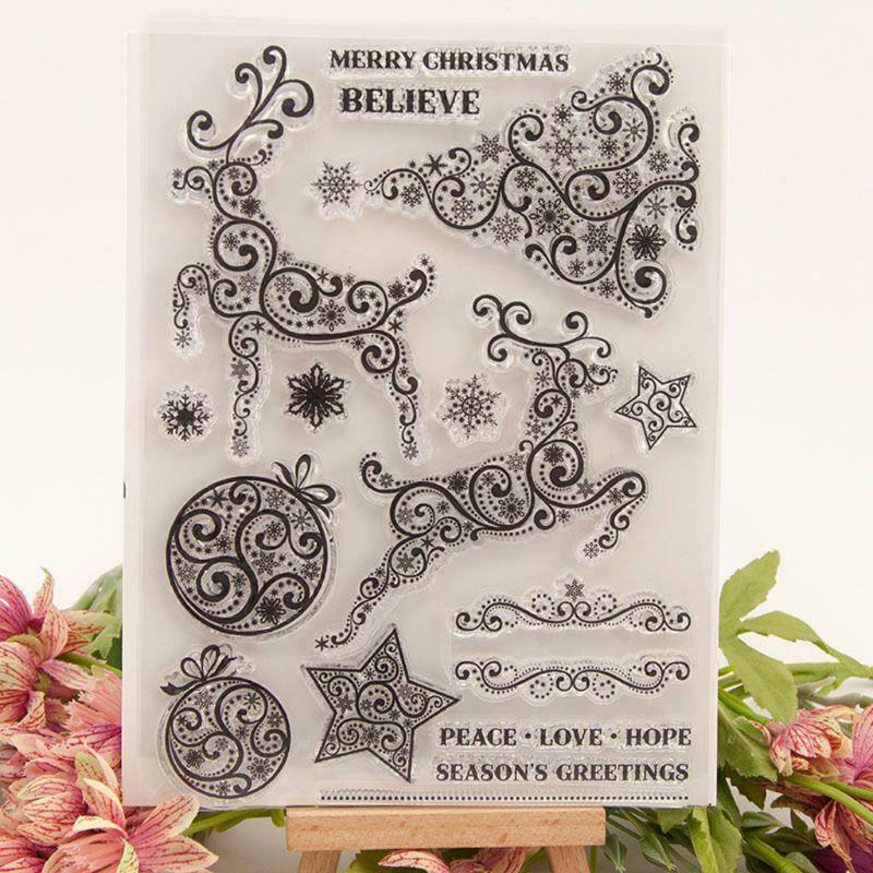 Xmas Deer Tree Silicone Clear Seal Stamp DIY Scrapbooking Embossing Photo Album