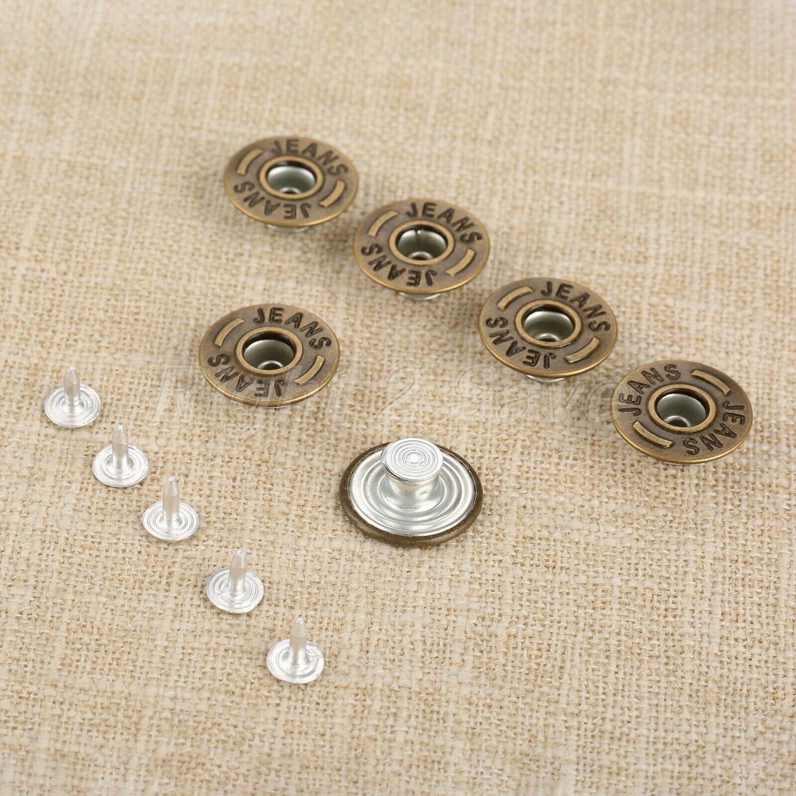 50Pcs 20mm Bronze Jeans Buttons Metal DIY Shank + 50 Nails For Jeans Fasterners