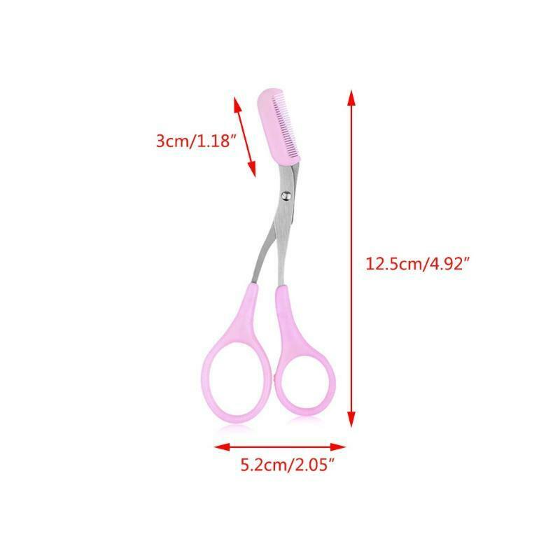 Stainless Steel Eyebrow Scissors with Comb Curved Trimmer Grooming Beauty Tools