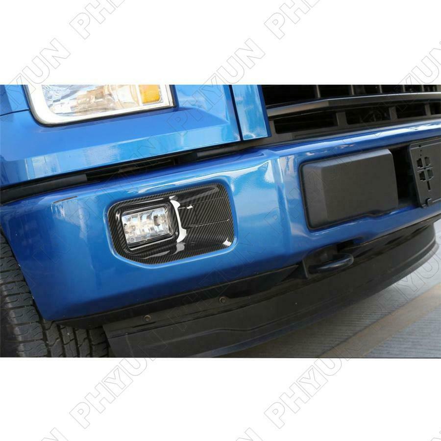 For 2015-20 Ford F150 Front Fog Light Lamp Cover Trim Kit Carbon Fiber Style 2X