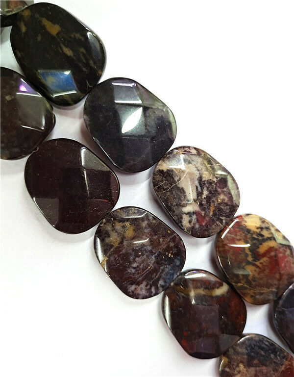 1 Strand 40x30x12mm Brown Red Bloodstone Facet Freeform Loose Beads 15.5" HH8502