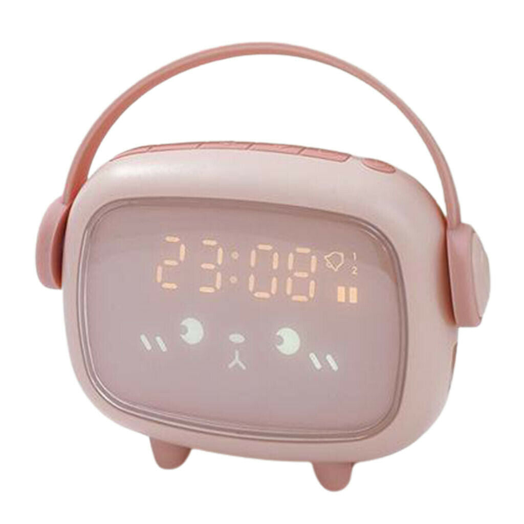 Kids  Alarm Clock Night Light  for Bedroom Children Sleep Trainer Pink