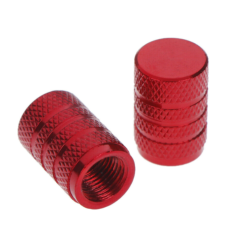 4Pcs Aluminium red car tyres valve stems air dust cover screw cap accesso.l8