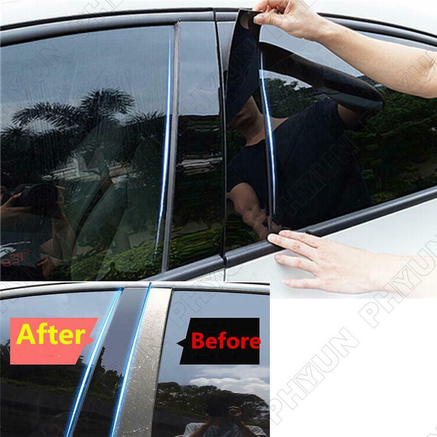 4x Gloss Black Car Door Trim B Pillar Posts Covers For Ford F150 F-150 2015-2021