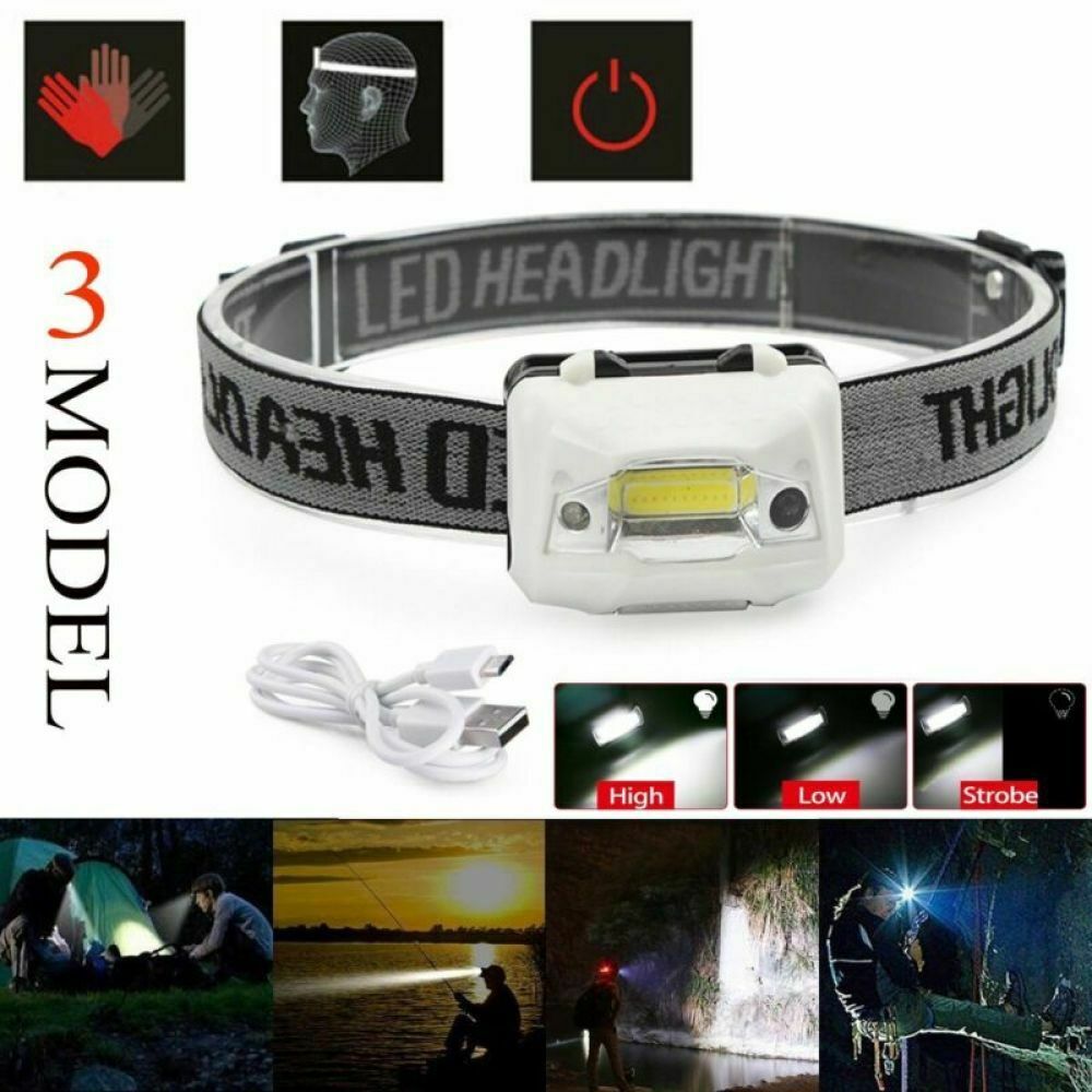 LED Headlamp Flashlight Headlight FishingHead Torch Battery Sensing Lamp Outdoor