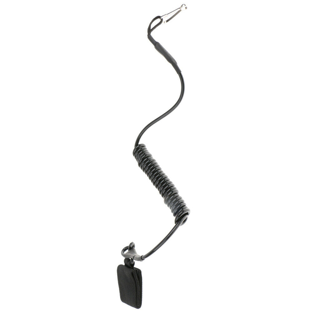 Black Multifunction Lanyard Coil w/ Clip Hook Snaps Quick Release 50cm