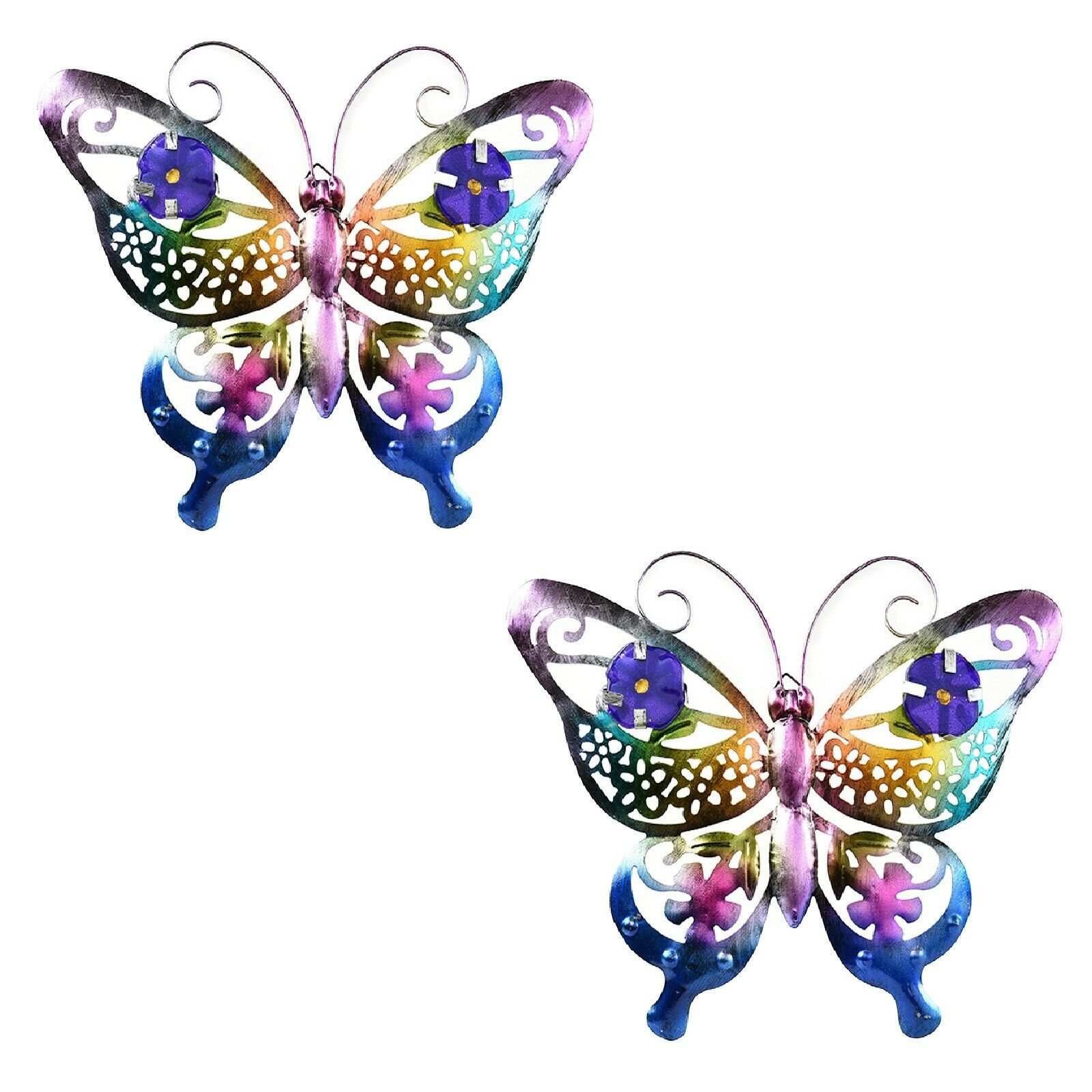 2pcs Metal Butterfly Wall Art Fence Sculpture Home Garden Hanging Decor