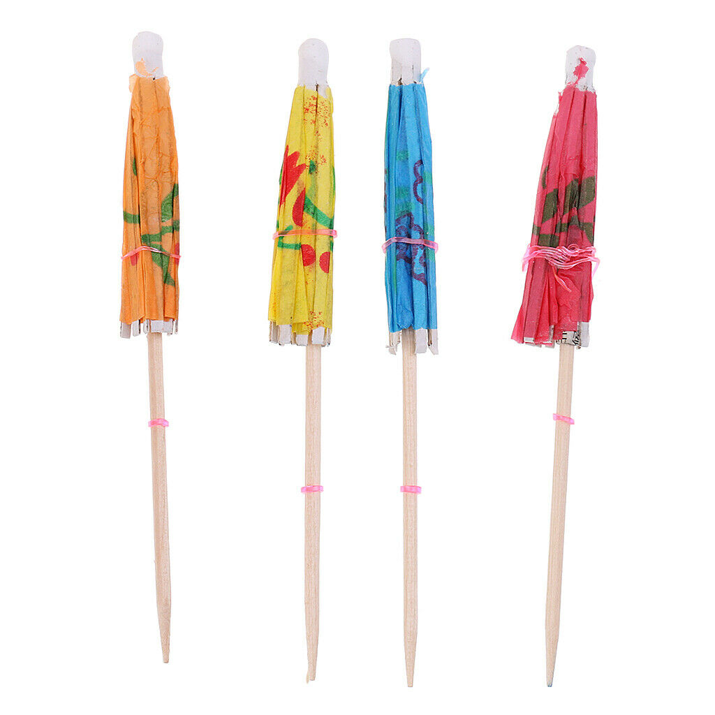 50x Colorful Tropical Parasol Umbrella Snack Cocktail Party Drink Food Picks