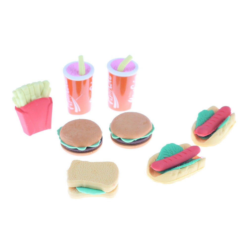 8PCS Plastic Children Kids Hamburger Chips Cola Food Pretend Role Play Set TDD