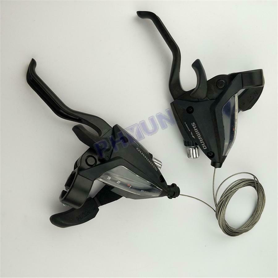 2x For MTB Bike 3x7 Speed Brake Levers Shifter Shift w/ Stainless Steel Cables