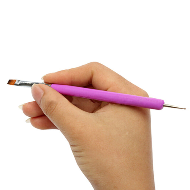 2-Ways Nails Art Pen Painting Dotting Acrylic UV Gel Polish Brush-Liner Tool  Tt