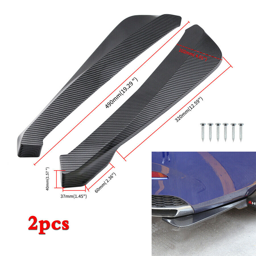 Pair Car Rear Bumper Shovels Splitter Diffuser Valence Spoiler Carbon Fiber Look