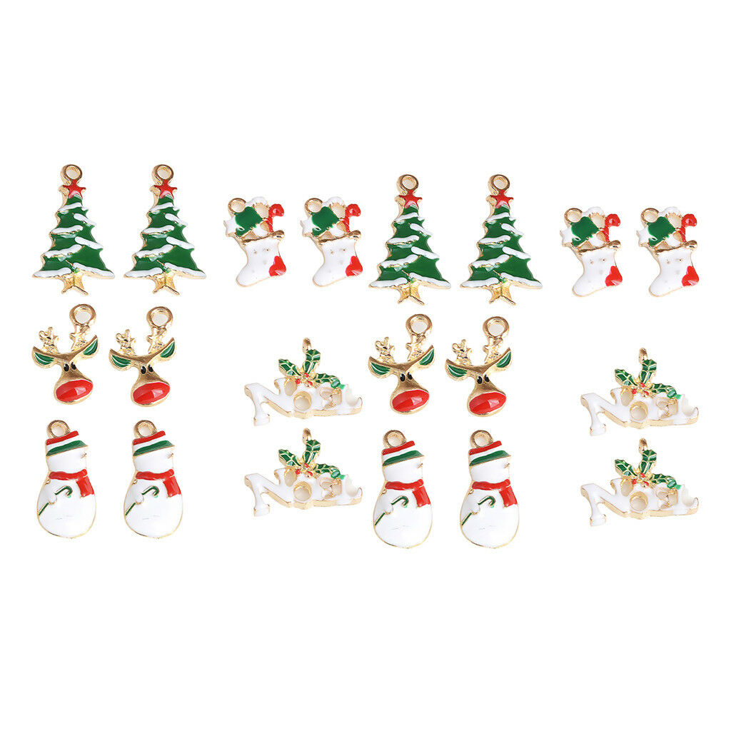20x Christmas Charms Dangle Beads Pendant for Bracelet Jewelry Making Crafts