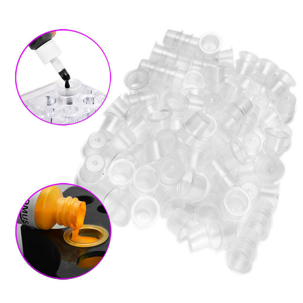 1000pcs Disposable Plastic Tattoo Cup Pigment Ink Holder Medium - Flat Base