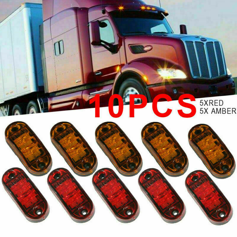 5x Red + 5x Amber 2.5" LED Side Marker Clearance Lights fit Trailer Truck Pickup