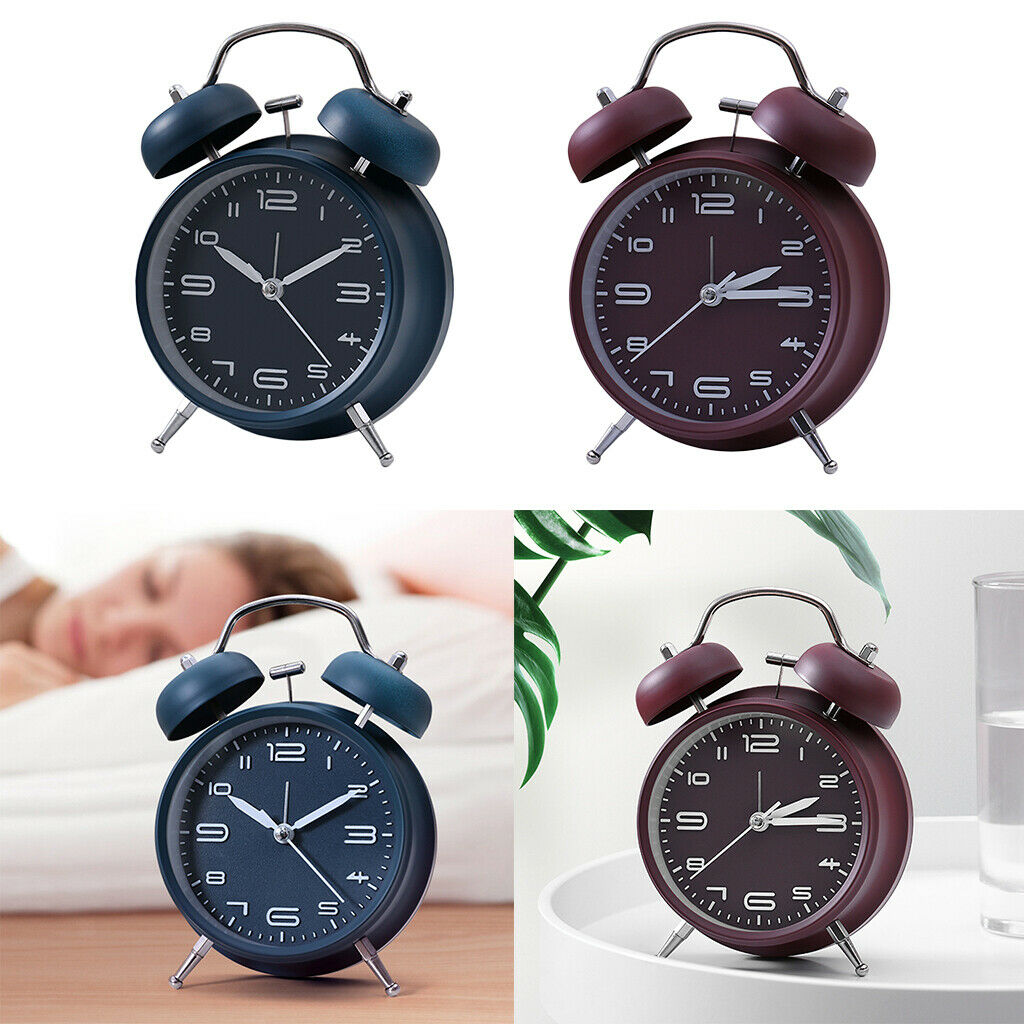 2pcs Keywind Bell Alarm Clock Matte Metal Surface Height Gloss Glass Shell
