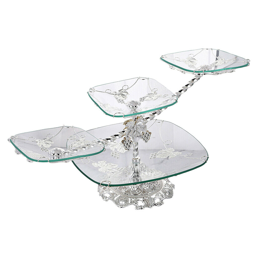 Square European Tempered Glass Fruit Tray Snack Serving Bowl Storage Plate