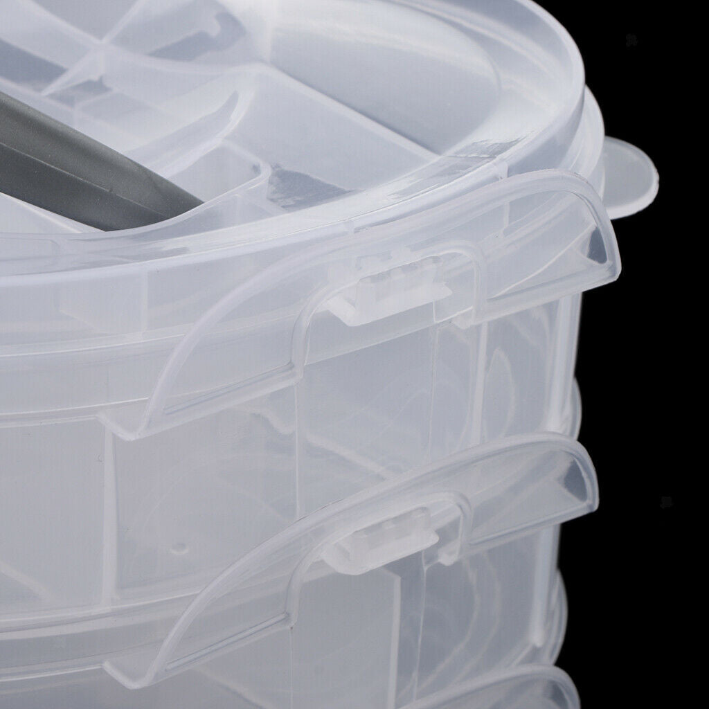 Clear Storage Box Adjustable Dividers 3-Tier Handbag Organizer Case Clear