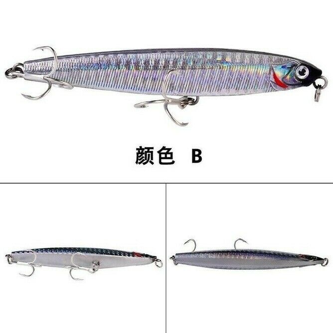 7x 15cm/18g Pencil Sinking Casting Fishing Lures ABS Bait Swimbait Groove Hook