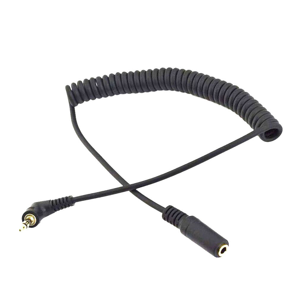 3-Pole Coiled 3.5mm Male Right Angle to Female Stereo Audio Spring Aux Cable