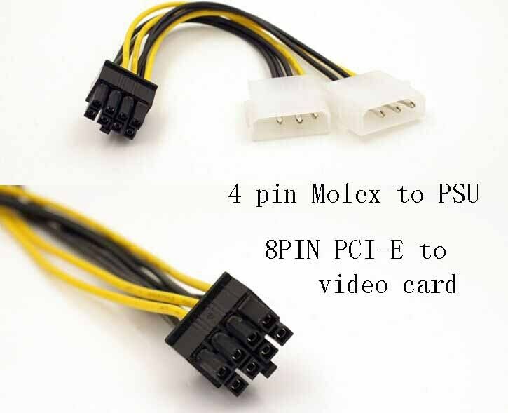 10pcs 4 pin Molex to 8 pin PCI E Video Card Graphic Card Power Adapter Cable